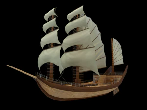 veleiro - embarca&ccedil;&atilde;o - pirata do Caribe - fluyt low-poly Modelo 3D