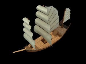 sailing ship - watercraft - pirate of caribbean - fluyt low-poly Modelo 3D