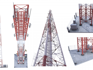 tower signal telecommunication bts provider low-poly 3D Model