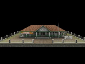 centro de sa&uacute;de ou hospital ou puskesmas low-poly Modelo 3D