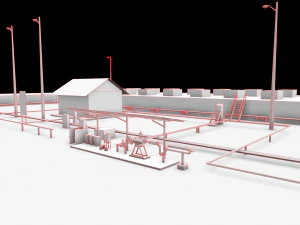pertamina oil factory low-poly 3D Model