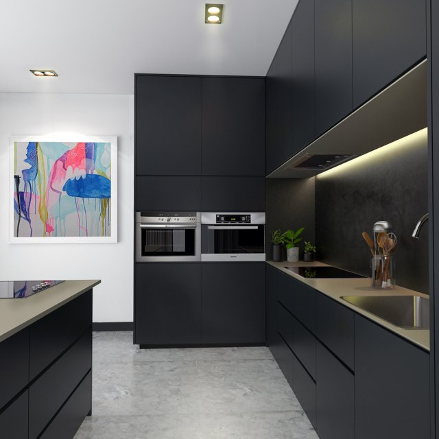 kitchen cabinet in black Modello 3D .c4d .max .obj .3ds .fbx .stl .blend