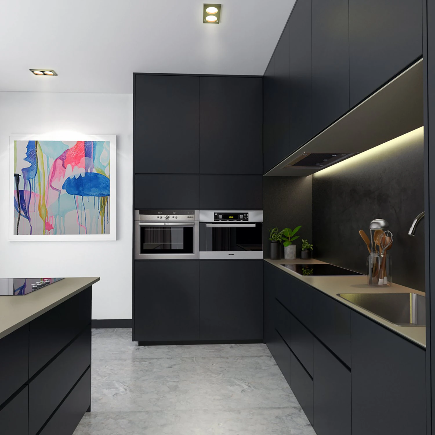 kitchen cabinet in black 3D Model .c4d .max .obj .3ds .fbx .stl .blend