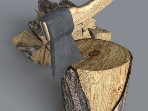 wood axe set low-poly 3D Model