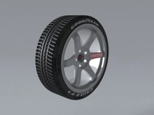 Volk Racing Wheels Te37 e pneus modelo de impress&atilde;o 3D Modelo 3D