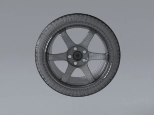 volk racing wheels te37 and tires 3d print model 3D Model