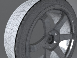 volk racing wheels te37 and tires 3d print model 3D Model