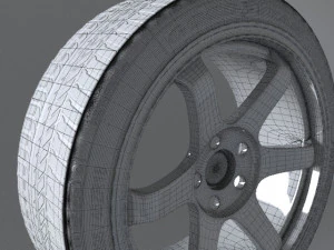 volk racing wheels te37 and tires 3d print model 3D Model