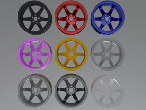 volk racing wheels te37 and tires 3d print model 3D Model