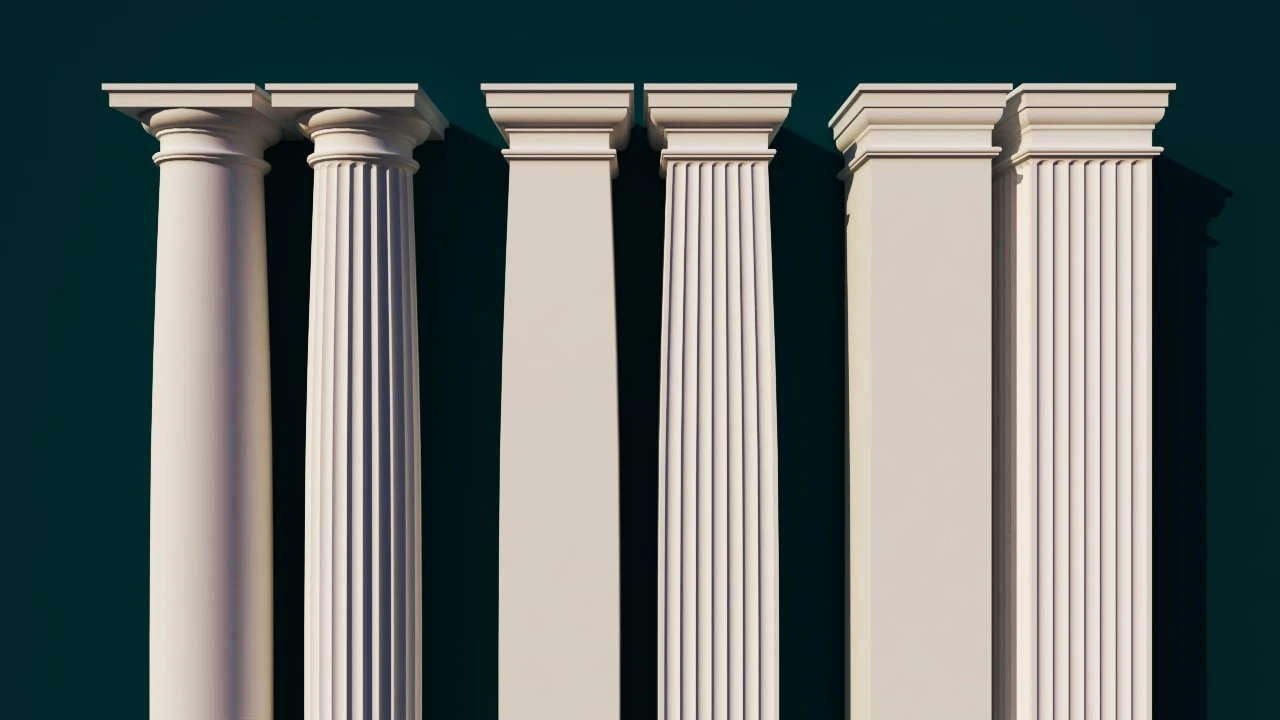 classical tuscan columns and pillars low-poly 3D Model .c4d .max .obj .3ds .fbx .stl .blend 