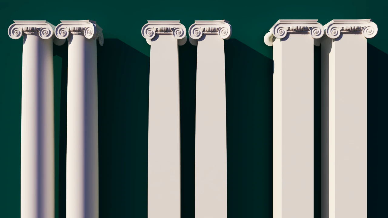 classical ionic columns and pillars low-poly 3D Model .c4d .max .obj .3ds .fbx .stl .blend