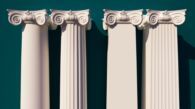 classical four-sided ionic order columns and pillars low-poly Model 3D .c4d .max .obj .3ds .fbx .stl .blend 