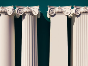 classical four-sided ionic order columns and pillars low-poly Model 3D