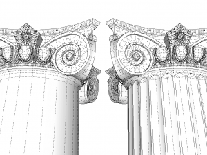 classical four-sided ionic order columns and pillars low-poly Model 3D