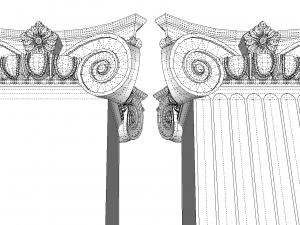 classical four-sided ionic order columns and pillars low-poly Model 3D