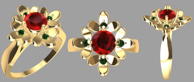 anillo flor petalos 3D Принт Модель .c4d .max .obj .3ds .fbx .stl .blend 