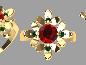 anillo flor petalos 3D-printmodel