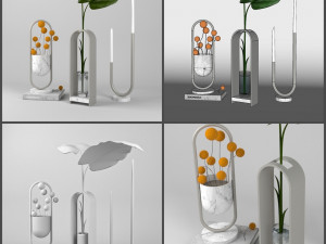 pot and plant collection Model 3D