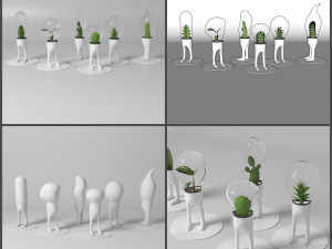 pot and plant collection Model 3D