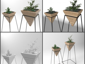 pot and plant collection Model 3D