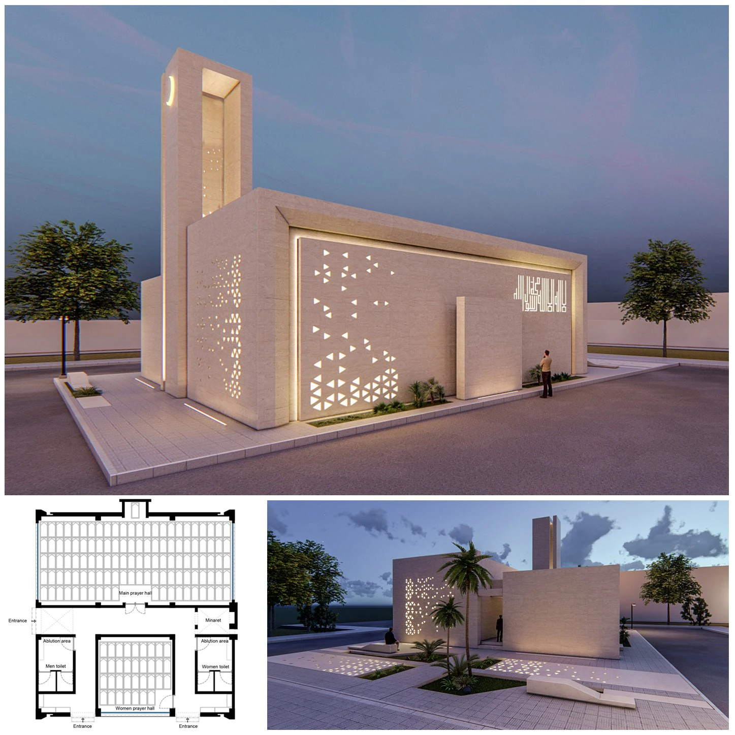 Mosque 01 3D Model .c4d .max .obj .3ds .fbx .stl .blend 