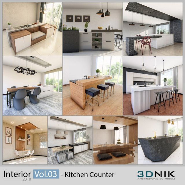 3dnik interior vol 03 kitchen counter 3D Model .c4d .max .obj .3ds .fbx .stl .blend 
