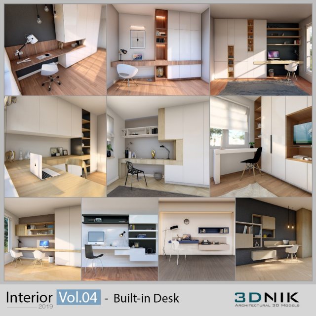 3dnik interior vol 04 - built-in desk 3D Model .c4d .max .obj .3ds .fbx .stl .blend 