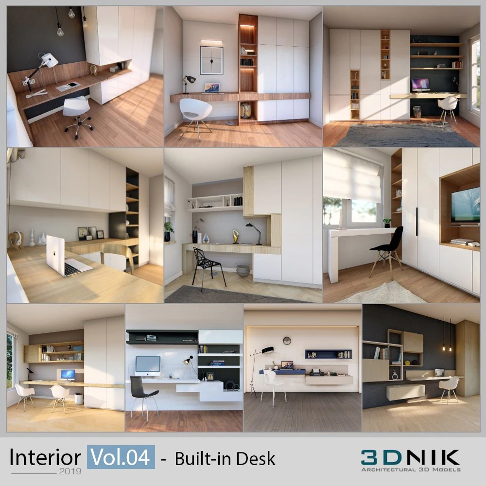 3dnik interior vol 04 - built-in desk 3D Model .c4d .max .obj .3ds .fbx .stl .blend 