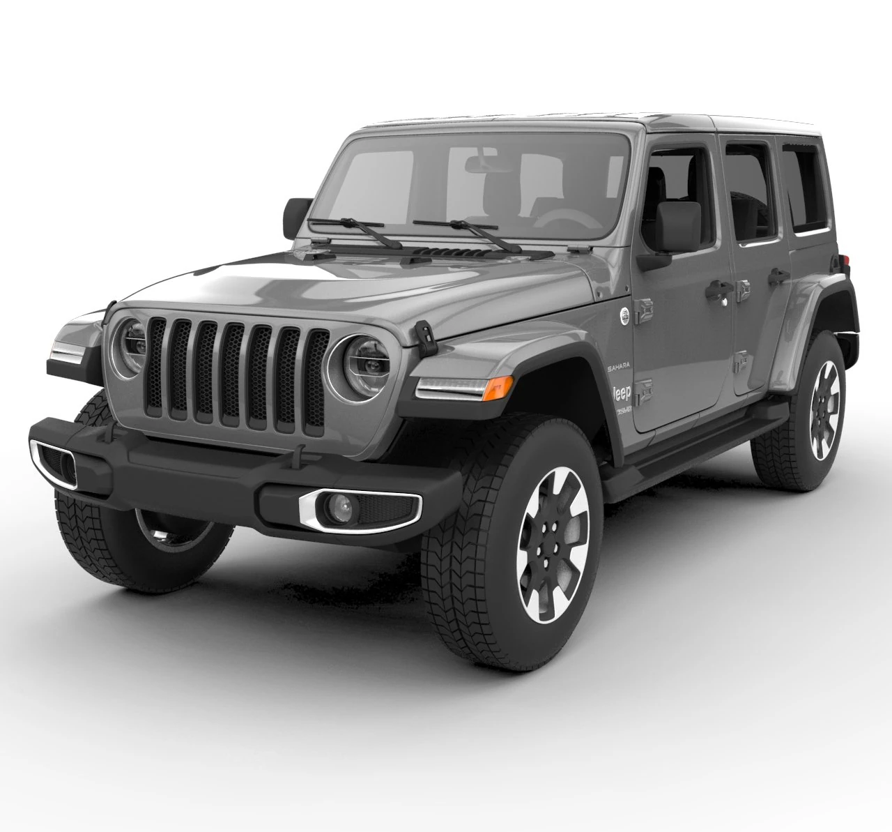 jeep wrangler mk4 jl unlimited sahara 2018 3D Model .c4d .max .obj .3ds .fbx .stl .blend 