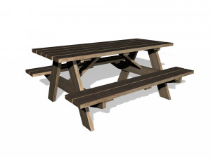 old wooden picnic table Modelo 3D