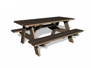 meja piknik kayu tua Model 3D