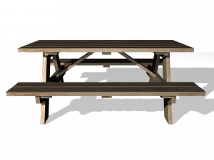 old wooden picnic table Model 3D