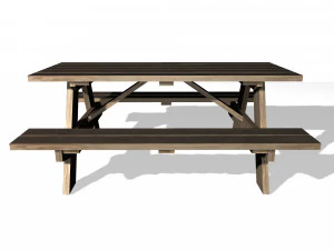 old wooden picnic table 3D Model