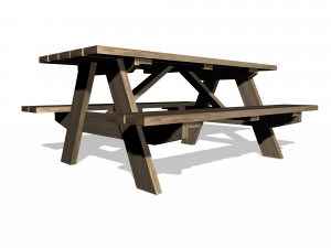 old wooden picnic table Model 3D