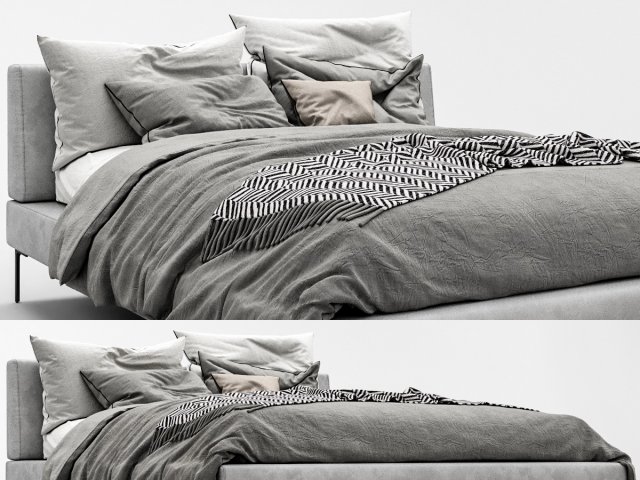 bb italia charles bed Modèle 3D .c4d .max .obj .3ds .fbx .stl .blend 