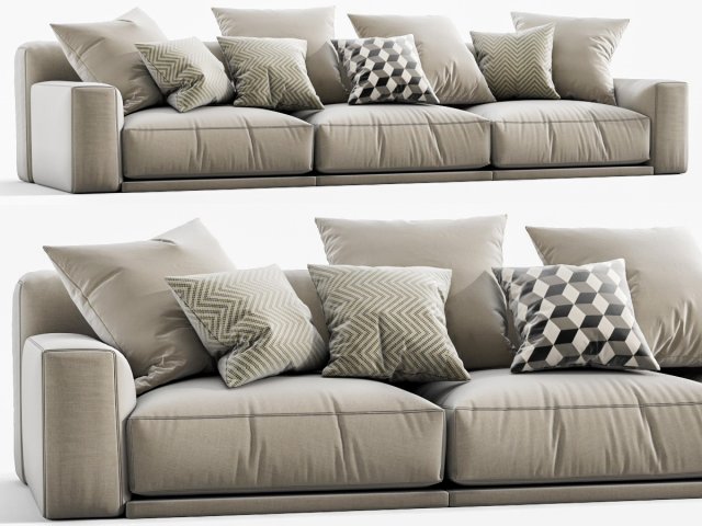 poliform paris seoul 3 seater 3D Модель .c4d .max .obj .3ds .fbx .stl .blend 