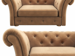 cranbrook chesterfield loveseat 3D Model
