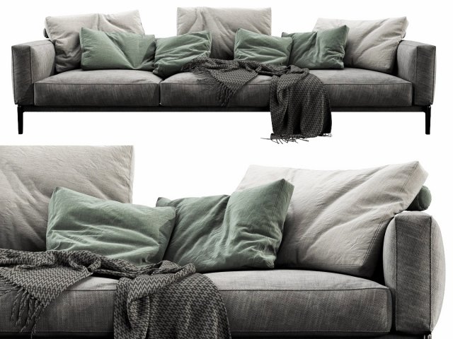 flexform romeo 3 seater 3D मॉडल .c4d .max .obj .3ds .fbx .stl .blend 
