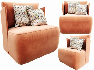 meridiani keaton fit armchair 3D Модель