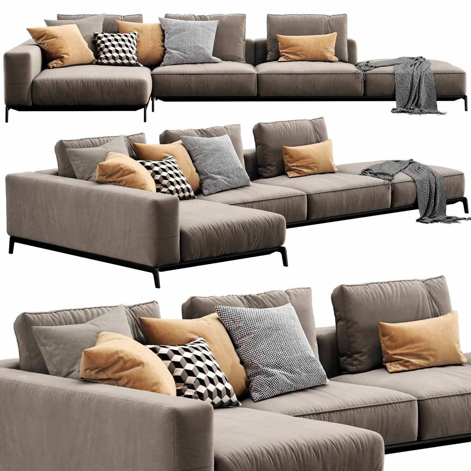 flexform ettore sectional 3D Model .c4d .max .obj .3ds .fbx .stl .blend 