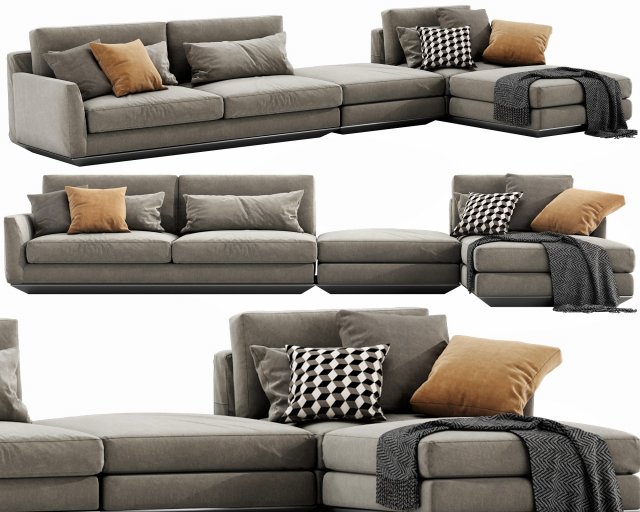 horm ellington sectional Model 3D .c4d .max .obj .3ds .fbx .stl .blend 