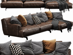 poliform tribeca chaise lounge leather 3D Модель