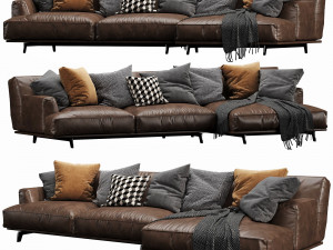 poliform tribeca chaise lounge leather 3D Модель