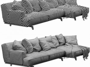 poliform tribeca chaise lounge leather 3D Модель