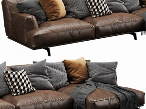 poliform tribeca chaise lounge leather 3D Модель