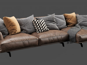 poliform tribeca chaise lounge leather 3D Модель