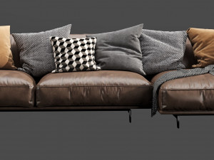 poliform tribeca chaise lounge leather 3D Модель