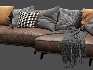poliform tribeca chaise lounge leather 3D Модель