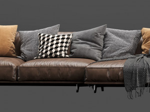 poliform tribeca chaise lounge leather 3D Модель