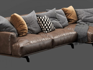 poliform tribeca chaise lounge leather 3D Модель